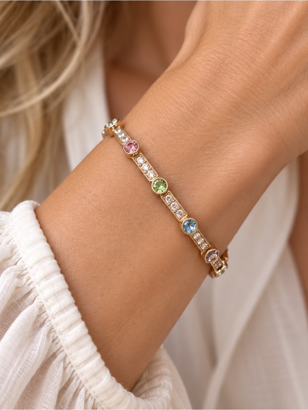 Remington Gold Tone Multicolor Crystal Tennis Bracelet - Women Jewelry